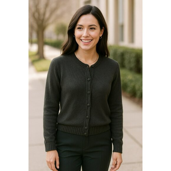 MonRepos Alpaca Cardigan Peru Sweater Womens Medium Dk Hunter Green - Picture 2 of 11